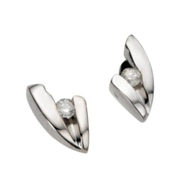 9ct white gold diamond stud earrings