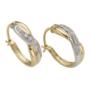 9ct two-colour gold diamond hoop earrings - Product number 5579198