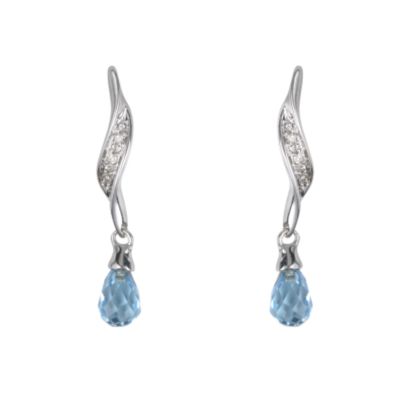 9ct white gold blue topaz and diamond earrings - Product number 5579287