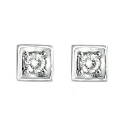 9ct white gold & diamond square earrings