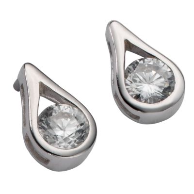 9ct white gold cubic zirconia pear-shaped stud earrings - Product number 5579317