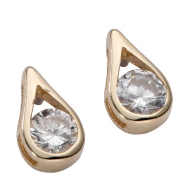 9ct gold cubic zirconia pear-shaped stud earrings - Product number 5579325