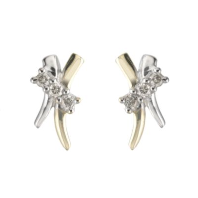 9ct white and yellow gold diamond earrings - Product number 5579384