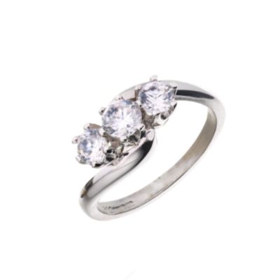 18ct White Gold 1 Carat 3 Stone Diamond Ring - Product number 5580382