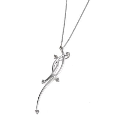 9ct white gold diamond entwined pendant necklace