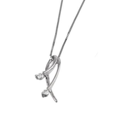9ct white gold cubic zirconia tipped loop pendant necklace - Product number 5581974
