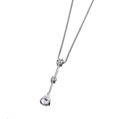 9ct white gold cubic zirconia peardrop pendant necklace