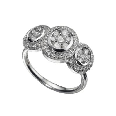 18ct white gold one carat diamond cluster ring - Product number 5583071