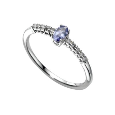 9ct white gold tanzanite and diamond ring