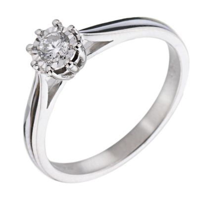 18ct White Gold Diamond Solitaire Ring - Product number 5587794