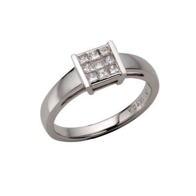 18ct White Gold 1/4 Carat Princess Cut Diamond Ring
