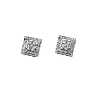 18ct white gold third carat diamond square cluster earrings - Product number 5589312