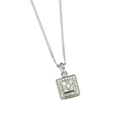 18ct white gold quarter carat diamond cluster pendant - Product number 5589355