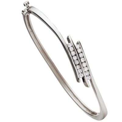 H Samuel Sterling Silver Cubic Zirconia Bangle