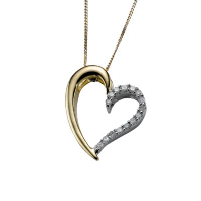 9ct two-colour gold heart diamond pendant - Product number 5589584