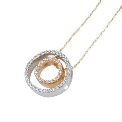 9ct two-colour gold diamond circle pendant - Product number 5589673