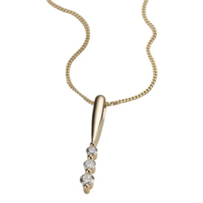 9ct gold fifth carat diamond three stone pendant