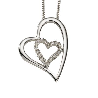 9ct white gold diamond heart pendant - Product number 5591465