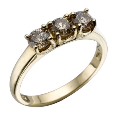 9ct Gold 1 Carat Brown Diamond Three-stone Ring - Product number 5592194