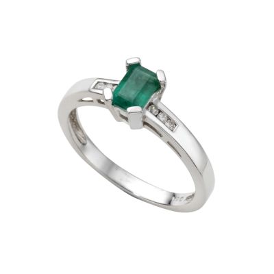 18ct white gold emerald and diamond ring