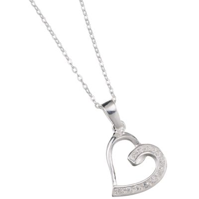 H Samuel Sterling Silver Cubic Zirconia Heart Pendant