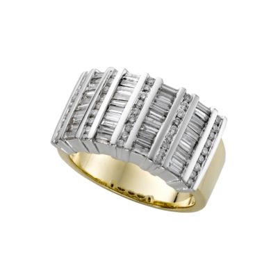 18ct two-colour gold one carat emerald and brilliant cut diamond ring - Product number 5593816