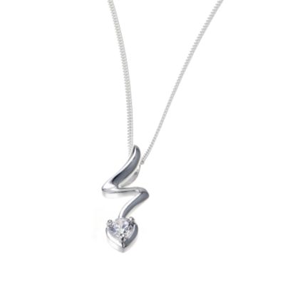 sterling silver ladies single cubic zirconia