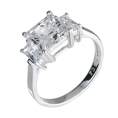 Silver princess emerald cut cubic zirconia ring - medium - Product number 5595320