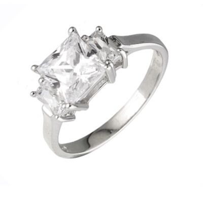 Sterling silver cubic zirconia ring - large