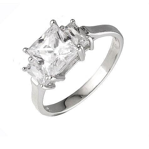 Sterling silver cubic zirconia ring - large