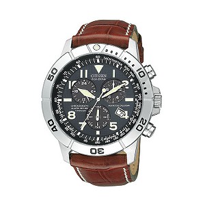 Citizen Eco-Drive Menand#39;s Brown Leather Strap Watch