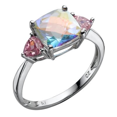 9ct White Gold Rainbow Mist Topaz and Pink Cubic Zirconia Trillions - Product number 5595819