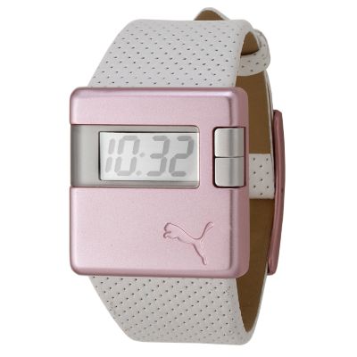 Puma Square Pink Digital Leather Strap Watch