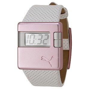 Square Pink Digital Leather Strap Watch