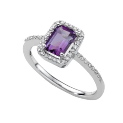 9ct white gold amethyst and diamond ring - Product number 5611288