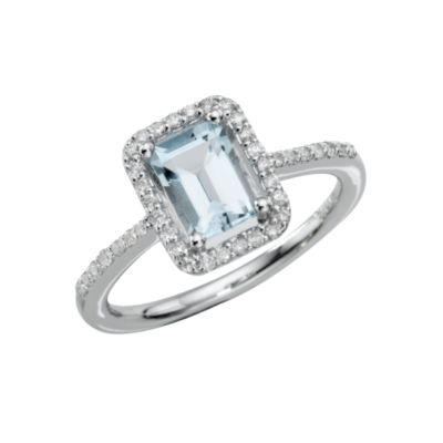 9ct white gold blue topaz and diamond ring - Product number 5611423