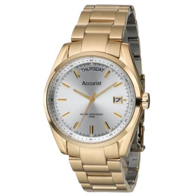 Accurist Men's Gold-Plated Chrome Dial Bracelet Watch - Product number 5620104