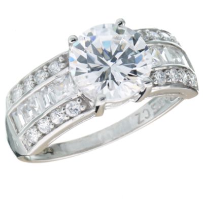 9ct White Gold Brilliant Cut Cubic Zirconia Ring