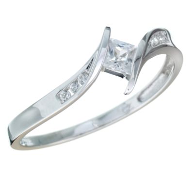 9ct White Gold Cubic Zirconia Ring