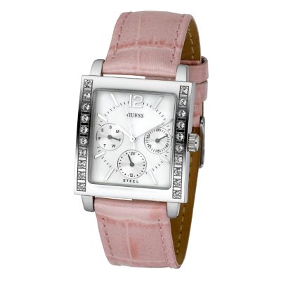 Guess Ladies' Pink Leather Strap Watch With Mother Of Pearl - Product number 5634091