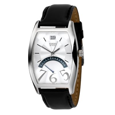 Guess Men's Black Leather Strap Watch - Product number 5634121