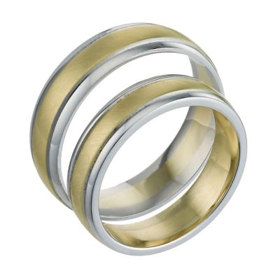 9ct Two-colour Matt and Polished Wedding Ring - Product number 5636515