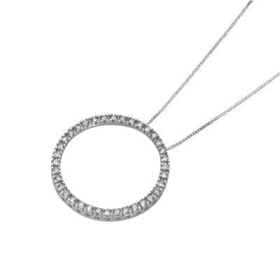 9ct white gold half carat circle diamond pendant - Product number 5638135