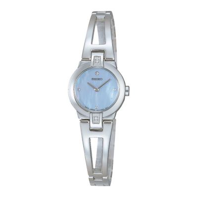 Seiko stainless steel diamond-set bangle watch