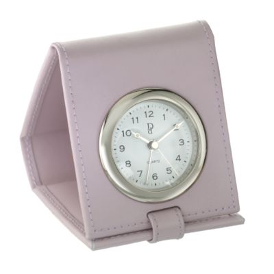 Pink Leather Bed Travel Clock