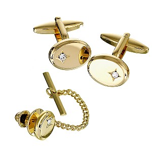 Classic Collection Circle Tie Tack and Cufflinks