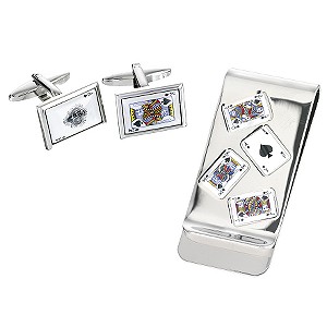 Classic Collection Playing Card cufflink and Money Clip Set