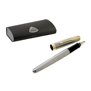 Sonnet Steel and Gold Rollerball Pen With Case