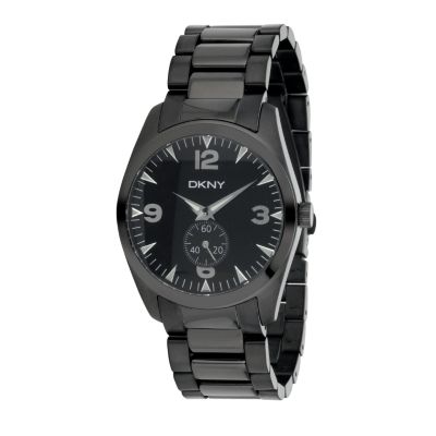 DKNY men's black ion-plated bracelet watch