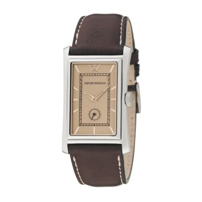 Emporio Armani men's brown leather strap watch - Product number 5692555